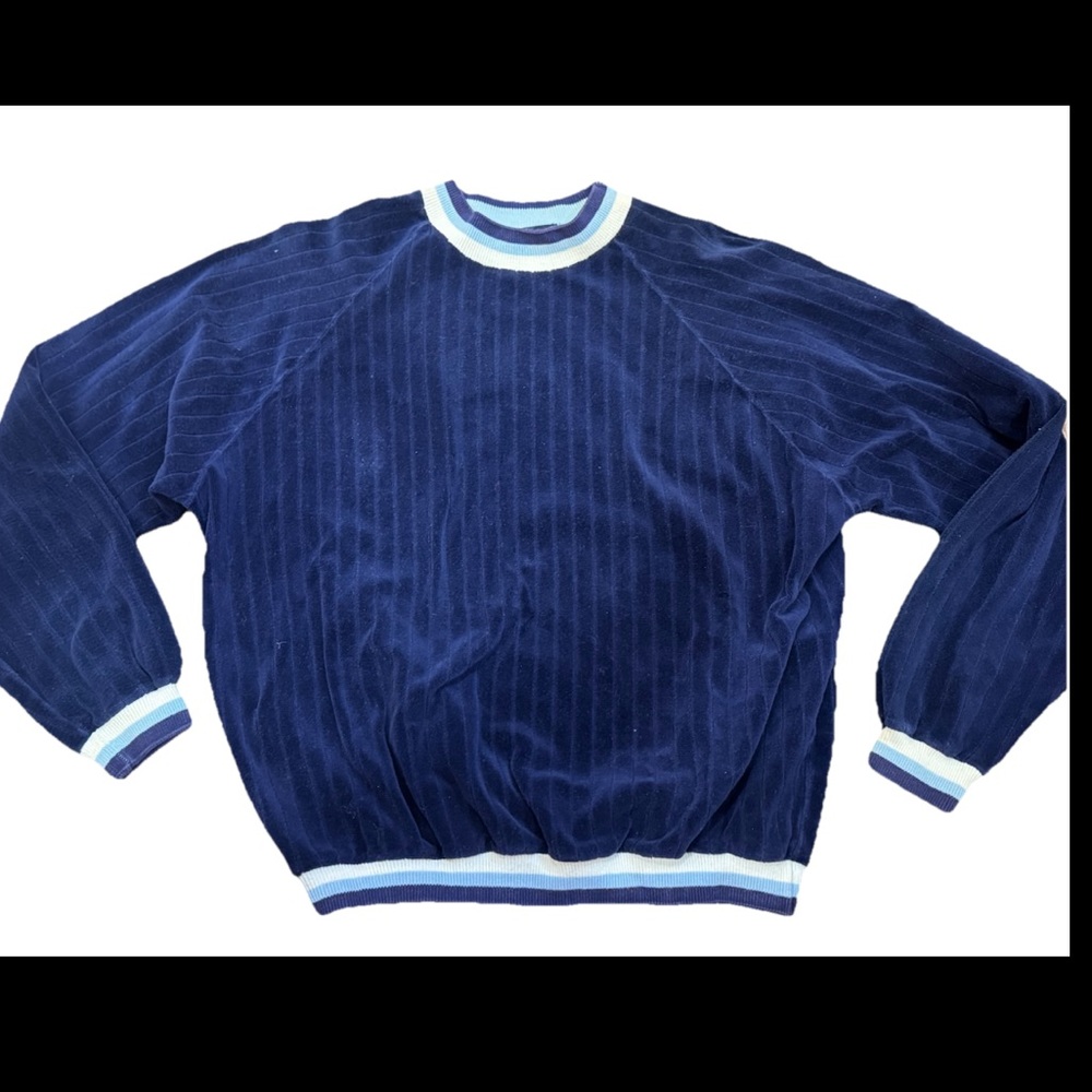 70s Velour Preppy Sportswear Corded Crewneck Sweatshirt Sears men’s Medium